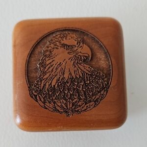 Vintage 1993 Bald Eagle Laser Carved Wood Box
